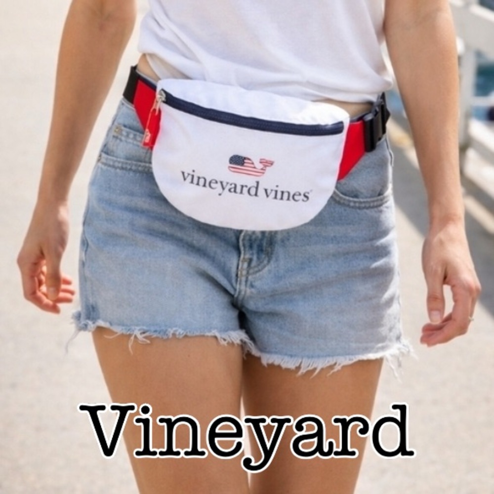 Vineyard Vines White Fanny Pack with Red Strap and Navy Trim